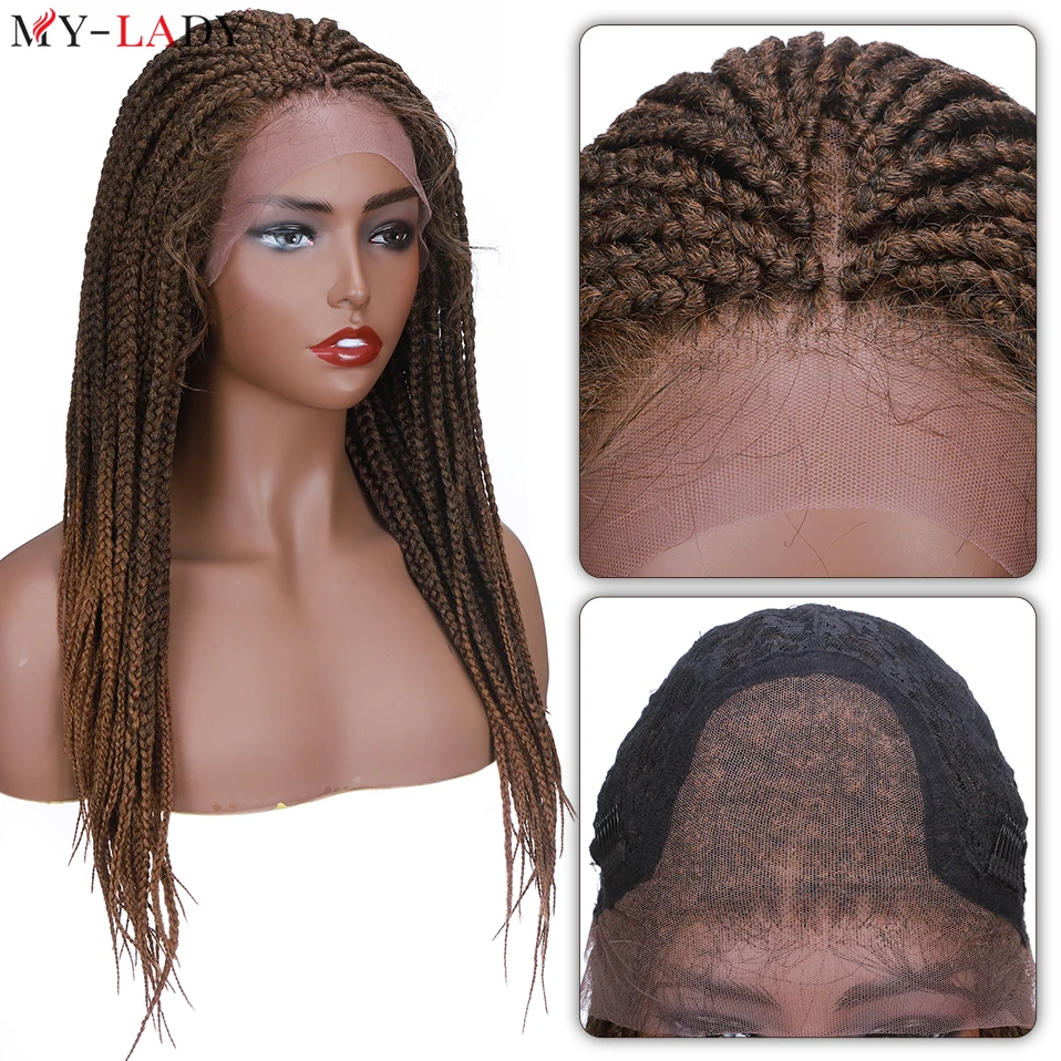 Ady 22inch synthetic braided lace front wig with baby hair box braids frontal lace wigs thumb200