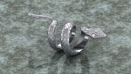 925 Sterling Silver Snake Ring, Gothic Adjustable Jewelry For Him, Men Jewellery - £189.91 GBP