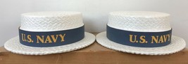 Vintage Mid Century Antique Set Pair 2 US Navy White Styrofoam Parade Hats - £39.95 GBP