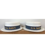 Vintage Mid Century Antique Set Pair 2 US Navy White Styrofoam Parade Hats - £39.39 GBP