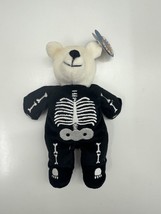 Planet Plush &quot;Bonesy&quot; Halloween Bear by Sally Winey 1999 Skeleton Beanie #13189 - $6.77