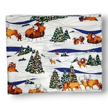 Alexander Henry Collection Christmas Quilt Fabric Santa Elves Deer 35&quot; x 42&quot; - £15.88 GBP
