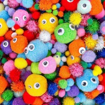[1200Pcs]1050Pcs Multicolor Pom Poms, Assorted Sizes &amp; Colors Craft Pompom Balls - £15.12 GBP