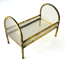 Miniature Antique Doll Bed Metal with Mesh Screen 7&quot; x 4&quot; x 5” Early 1900s - £38.61 GBP