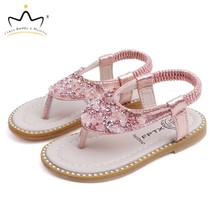 Summer Rhinestones Girls Sandals Leather Sequins Glitter Infant Toddler Baby Gir - £20.45 GBP
