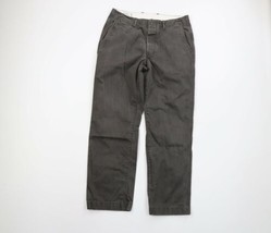 Vintage J Crew Mens 33x30 Faded Wide Leg Cotton Chinos Chino Pants Dark Gray - £45.89 GBP