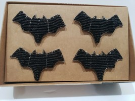 Nicole Miller Halloween Beaded Bats Napkin Rings Set Of 4 - £27.90 GBP