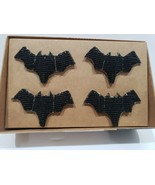 Nicole Miller Halloween Beaded Bats Napkin Rings Set Of 4 - £27.96 GBP