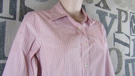 J Crew Haberdashery Refined Stitch Pink Stripe Women Small Button Shirt ... - £14.14 GBP