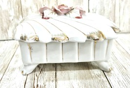 Vintage Porcelain Trinket Vanity Pink With Gold Vintage Footed - $277.13 MXN