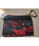 Juicy Couture Glam Card Case Coin Purse Petal Rose Black Logo Brass Hear... - $11.55