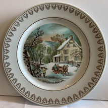 Currier and Ives Winter Plate from The Four Seasons Plate 8&quot; Diameter VG - $12.86