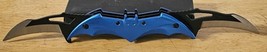 BATMAN BAT DOUBLE BLADED SPRING ASSISTED KNIFE BLADE BELT CLIP BLUE - £14.54 GBP