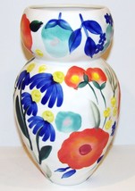 Lovely Htf Anthropologie Stoneware Carmo Handpainted Floral 10 1/4&quot; Vase - £90.04 GBP