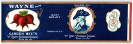 Wayne Garden Beets Edgett Burnham Embossed Label 1920s Vintage Newark Ne... - $11.65