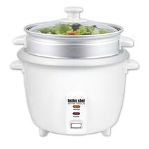 Better Chef 5 Cup Rice Cooker with Food Steamer Attachment in White - $63.16