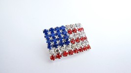 Extra small american flag red white and blue crystal hair clip fine thin hair - £6.37 GBP