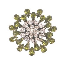 B. David Green Rhinestone &amp; Clear Crystal Round Snowflake Brooch Pin  - $5.55