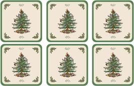 Spode Christmas Tree Collection Coasters | Set Of 6 | Cork Backed Board | Heat - $31.99