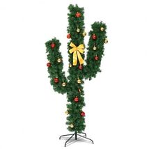 6 Feet Artificial Cactus PVC Christmas Tree with LED Lights and Ball Orn... - $127.06