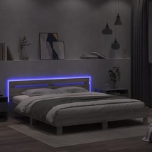 Modern Grey Sonoma Wooden Super King Size Bed Frame Base LED Lights Head... - £176.39 GBP