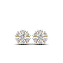 14K Yellow Gold Plated Silver Real MOISSANITE Snowflake Mini Stud Earrings - £62.32 GBP