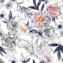 Watercolor Flowers Peel And Stick Wallpaper Floral Contact Paper Eucalyp... - $32.92