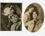 2 Oval Photos of Same 2 Women Holding Hands &amp; Wearing Funny Hats  - $27.72
