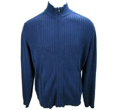 Alfani Cardigan Sweater Mens 2XL Ribbed Knit Full Zip Blue Long Sleeve A... - £29.18 GBP