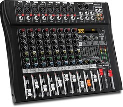 Audio Mixer 8 Channel Professional Mixer Console With 320 Dsp Effects, 7... - $168.92