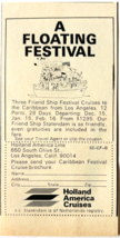 1970 Holland America Cruise Advertisement Vintage Friend Ship Festival F6L - $371.04 MXN