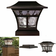 Bronze Solar Led Deck Post Cap Light 4&quot;x4&quot; 6&quot;x6&quot; Outdoor Garden Patio Lighting - £24.11 GBP
