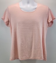 L) Woman Croft &amp; Barrow Pink Stretch Short Sleeve Shirt Top XL - $9.89