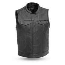 Men&#39;s Motorcycle Leather Vest Blaster Soft Milled Cowhide Vest - £87.92 GBP+