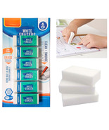 6 Pc White Erasers Clean No Smudge Rubber Soft Erase Pencil Marks Latex ... - £11.00 GBP