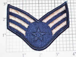 1 PAIR 1976-1993 SEW ON USAF Air Force Rank Patch SENIOR AIRMAN E-4 BLUE... - $15.47