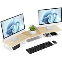 Desk Dual Monitor Stand Riser - Computer Stand For Desktop Monitor, Desk Shelf F - £50.06 GBP