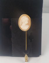 Vintage Cameo  Gold Tone  2.5&quot; Long Stick Pin Hat Pin Brooch - $26.71