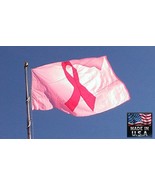 PINK RIBBON Breast Cancer Awareness In/outdoor Super-Poly FLAG BANNER*US... - £15.66 GBP