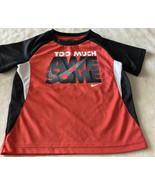 Nike Boys Red Black White TOO MUCH AWESOME Short Sleeve Shirt 7 - £9.81 GBP