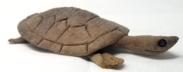 Wood Turtle Tortoise Figurine Hand Carved Brown Textured Small Vintage - $18.95