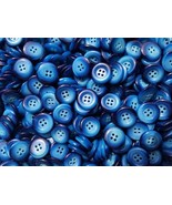 50 Variegated Blue Swirl Buttons, size 20mm, 13/16&quot; round, 4 hole, Free ... - $16.00