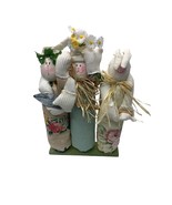 Craft 3 Bunny Rabbit Holding Shovel Floral 11 in Tall x 8 in Wide Plush ... - £23.26 GBP