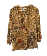 Diane Von Furstenberg Womens Sheer Blouse Silk 10 Brown Floral Romantic ... - $650.81 MXN