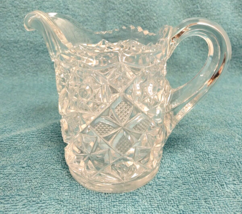 Cut Glass Crystal Winburn Pattern Buzzsaw Jagged Saw Tooth  5&quot; Pitcher Creamer - £17.95 GBP