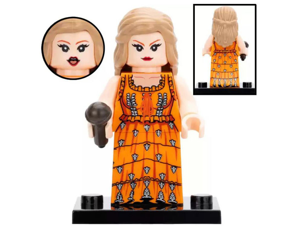 Taylor Swift Eras Tour Singer Orange Outfit Custom Minifigures - $8.35