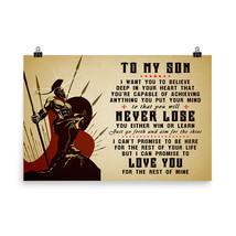 Spartan Warrior Poster Gift for Son Never Lose Inspiration Quotes Poster for Son - £20.20 GBP+