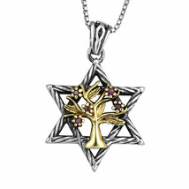 Kabbalah Pendant  Star of David and Tree of Life Silver 925 Gold 9K Jewe... - £182.01 GBP