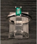 Colombian Emerald Solitaire .46 Carat Jabel Engagement Ring 18 Karat Whi... - $820.62 CAD