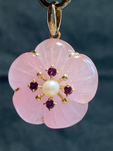 14k Yellow Gold Pendant Rose Quartz Pearl Amethyst Color Stones 5.45g Jewelry - £274.55 GBP
